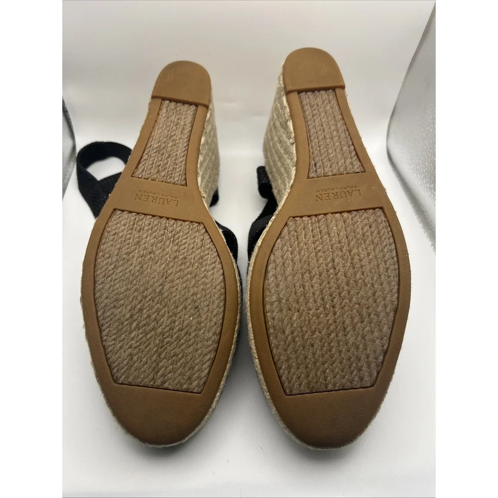 Lauren Ralph Lauren‎ Penelopie Espadrille Wedge Sandals Womens 10B Blue Leather